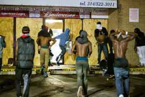 Rioters looting Ferguson